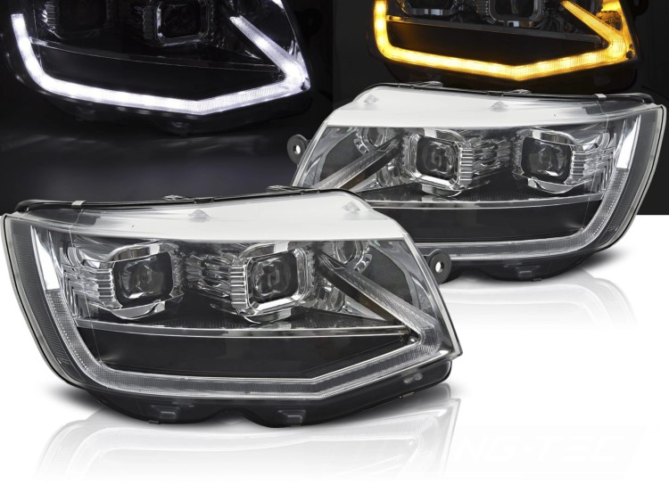LAMPY PRZEDNIE REFLEKTORY LED CHROME DRL SEQ VW T6 15-19