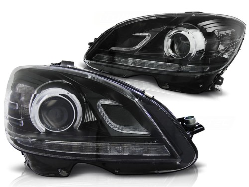 LAMPY MERCEDES C-KLASA W204 07-10 TRUE DRL BLACK