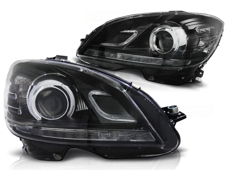 LAMPY MERCEDES C-KLASA W204 07-10 TRUE DRL BLACK