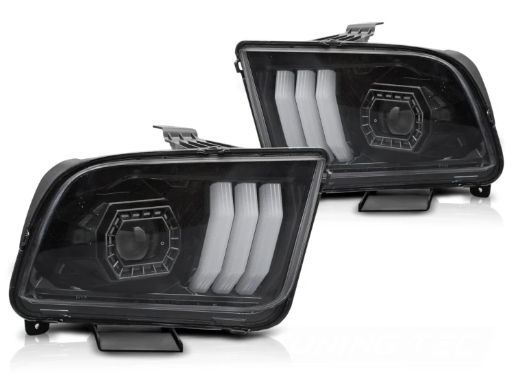 LAMPY PRZEDNIE REFLEKTORY FORD MUSTANG 04-09 TUBE LIGHT BLACK