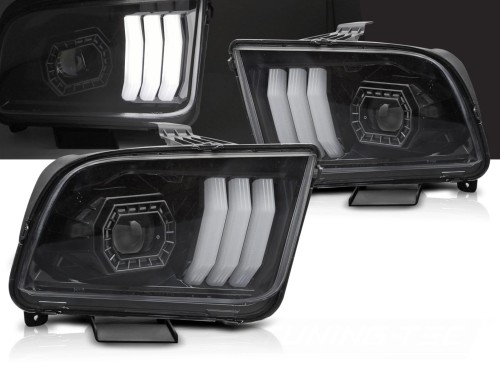 LAMPY PRZEDNIE REFLEKTORY FORD MUSTANG 04-09 TUBE LIGHT BLACK