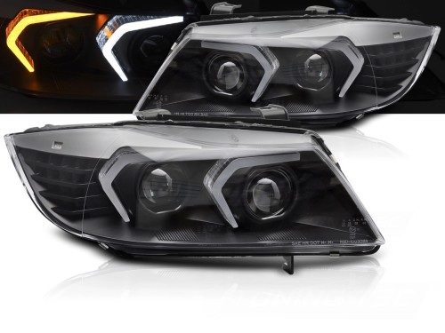 LAMPY PRZEDNIE REFLEKTORY FULL LED BLACK BMW 3 SERII E90/E91 05-08