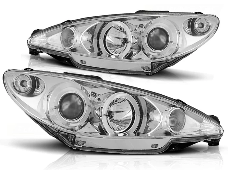 REFLEKTORY LAMPY PRZEDNIE ANGEL EYES CHROME PEUGEOT 206 10.98-02