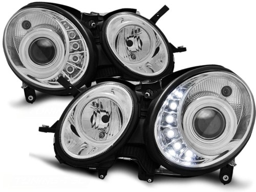 LAMPY PRZEDNIE REFLEKTORY DAYLIGHT CHROME MERCEDES W211 E-KLASA 03.02-04.06