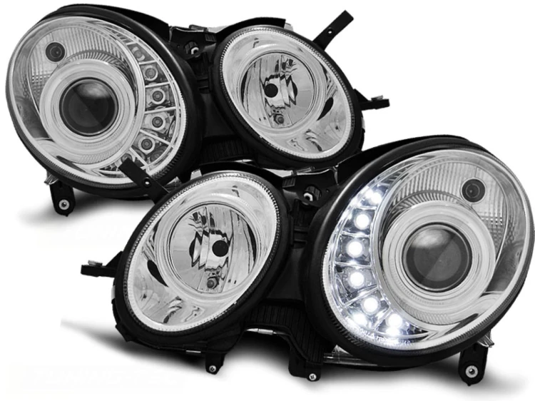 LAMPY PRZEDNIE REFLEKTORY DAYLIGHT CHROME MERCEDES W211 E-KLASA 03.02-04.06