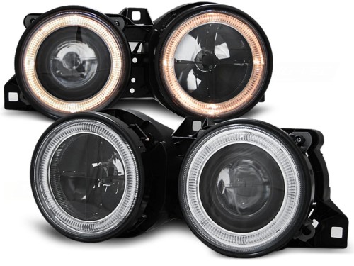 LAMPY PRZEDNIE REFLEKTORY ANGEL EYES BLACK BMW SERII 3 E30 11.82-06.94