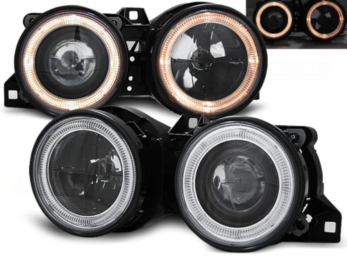 LAMPY PRZEDNIE REFLEKTORY ANGEL EYES BLACK BMW SERII 3 E30 11.82-06.94
