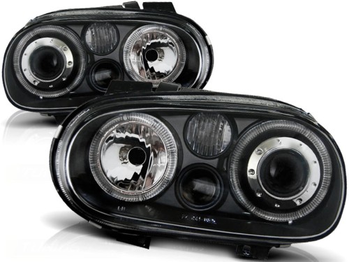 LAMPY PRZEDNIE REFLEKTORY ANGEL EYES BLACK VW GOLF 4 09.97-09.03 LED