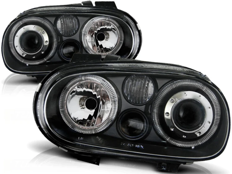 LAMPY PRZEDNIE REFLEKTORY ANGEL EYES BLACK VW GOLF 4 09.97-09.03 LED