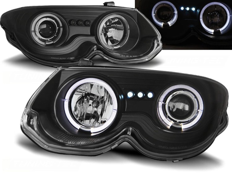 LAMPY PRZEDNIE REFLEKTORY CHRYSLER 300 M 99-04 ANGEL EYES BLACK