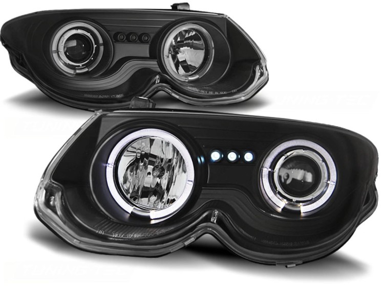 LAMPY PRZEDNIE REFLEKTORY CHRYSLER 300 M 99-04 ANGEL EYES BLACK