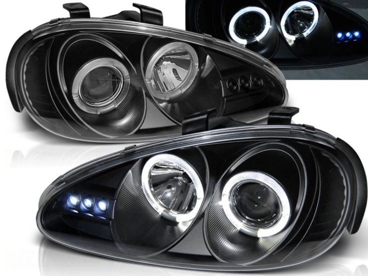LAMPY PRZEDNIE REFLEKTORY MAZDA MX3 91-98 ANGEL EYES BLACK