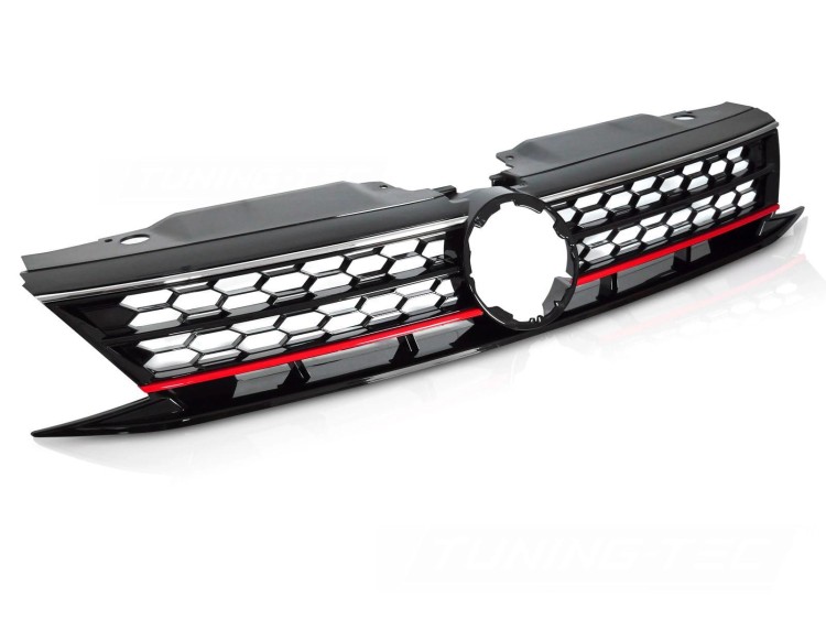 ATRAPA GRILL GLOSSY GLOSSY BLACK RED CHROME LINES VW JETTA VI 14-18