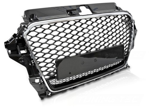 GRILL PLASTER MIODU CZARNY POŁYSK CHROM AUDI A3 8V 12-16 RS3 LOOK
