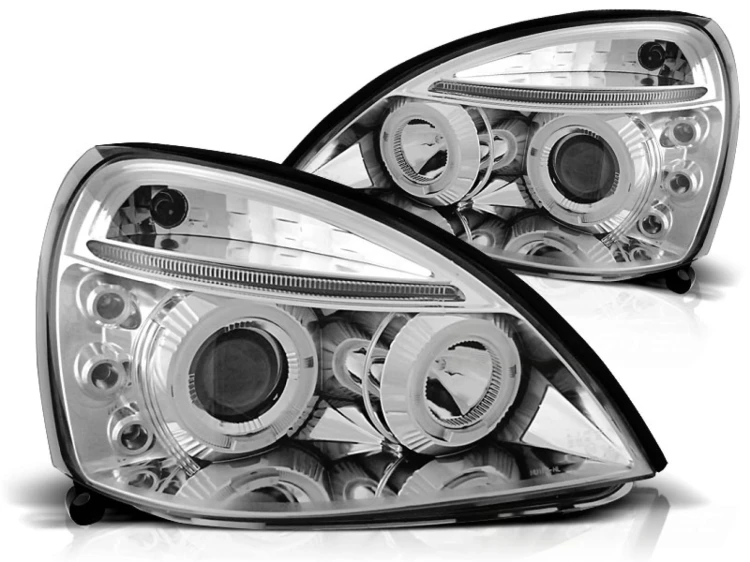 LAMPY PRZEDNIE REFLEKTORY RENAULT CLIO II 06.01-09.05 ANGEL EYES CHROME