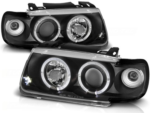 LAMPY PRZEDNIE REFLEKTORY ANGEL EYES BLACK VW POLO 6N 94-99 HATCHBACK