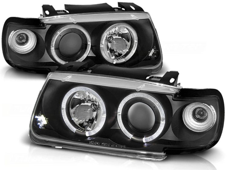 LAMPY PRZEDNIE REFLEKTORY ANGEL EYES BLACK VW POLO 6N 94-99 HATCHBACK