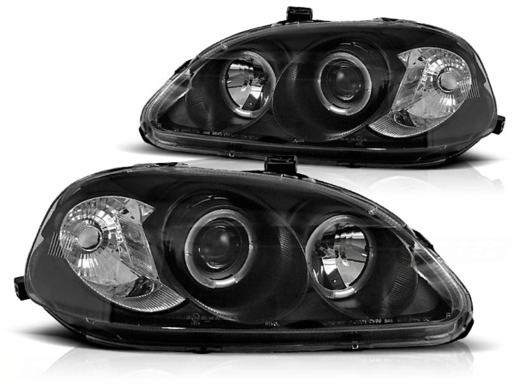 LAMPY PRZEDNIE REFLEKTORY HONDA CIVIC 99-01 ANGEL EYES BLACK