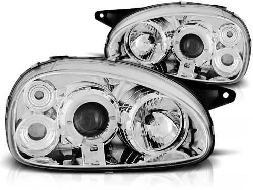 LAMPY PRZEDNIE REFLEKTORY OPEL CORSA B 02.93-10.00 ANGEL EYES CHROME