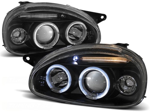 LAMPY PRZEDNIE REFLEKTORY OPEL CORSA B 02.93-10.00 ANGEL EYES BLACK