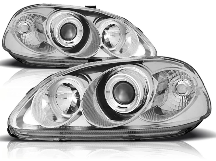 LAMPY PRZEDNIE REFLEKTORY HONDA CIVIC 09.95-02.99 ANGEL EYES CHROME
