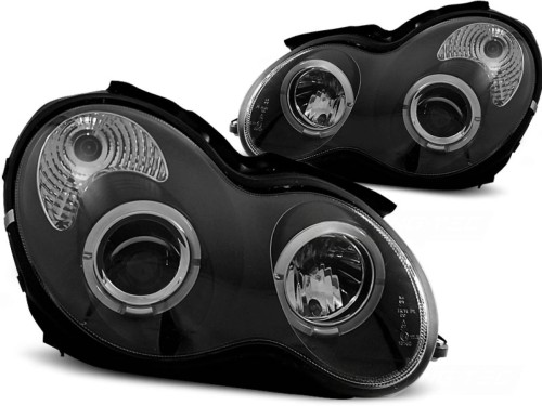 LAMPY PRZEDNIE REFLEKTORY ANGEL EYES BLACK MERCEDES W203 C-KLASA 00-04