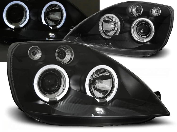 LAMPY PRZEDNIE REFLEKTORY FORD FIESTA MK6 05.02-08.05 ANGEL EYES BLACK
