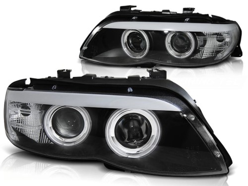 LAMPY PRZEDNIE REFLEKTORY XENON ANGEL EYES BLACK BMW X5 E53 11.03-06