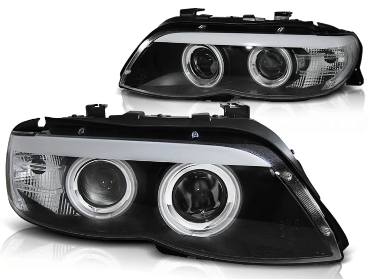 LAMPY PRZEDNIE REFLEKTORY XENON ANGEL EYES BLACK BMW X5 E53 11.03-06