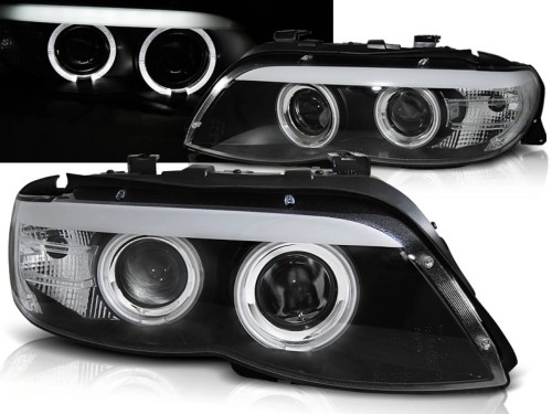 LAMPY PRZEDNIE REFLEKTORY XENON ANGEL EYES BLACK BMW X5 E53 11.03-06