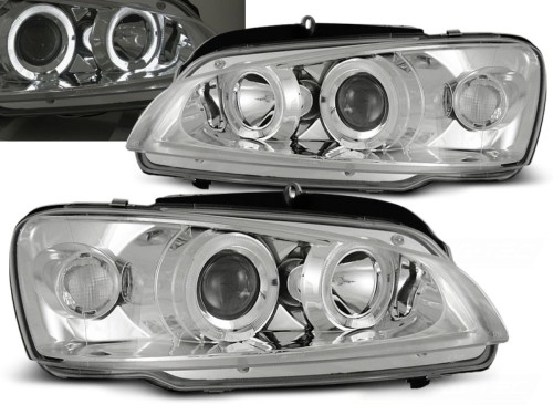LAMPY PRZEDNIE REFLEKTORY PEUGEOT 106 08.96-03 ANGEL EYES CHROME