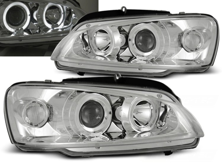 LAMPY PRZEDNIE REFLEKTORY PEUGEOT 106 08.96-03 ANGEL EYES CHROME