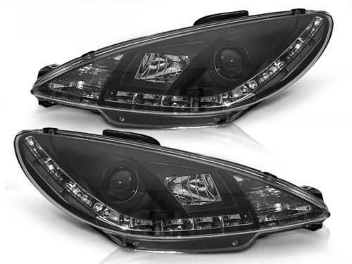 LAMPY PRZEDNIE REFLEKTORY PEUGEOT 206 10.98-02 DAYLIGHT BLACK