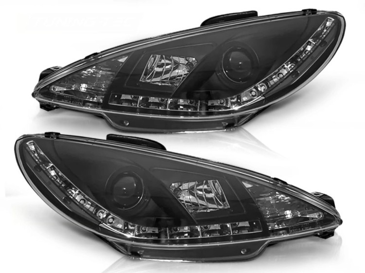 LAMPY PRZEDNIE REFLEKTORY PEUGEOT 206 10.98-02 DAYLIGHT BLACK