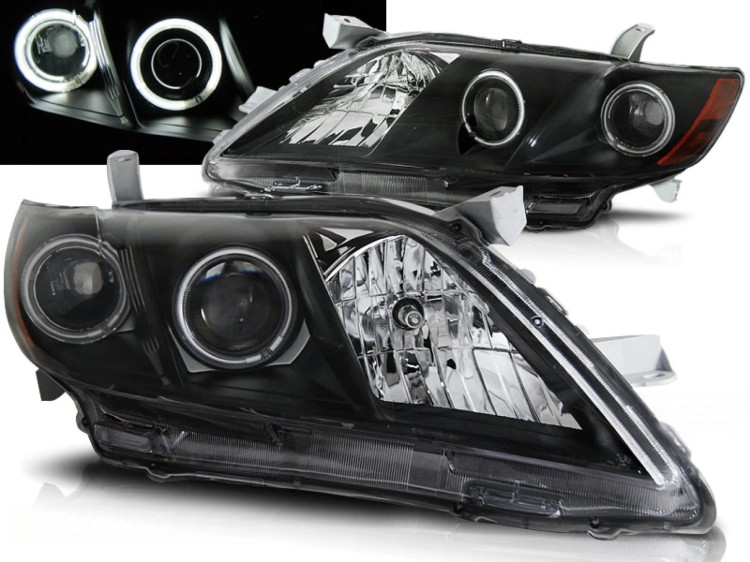 LAMPY PRZEDNIE REFLEKTORY TOYOTA CAMRY 6 XV40 06-09 ANGEL EYES BLACK