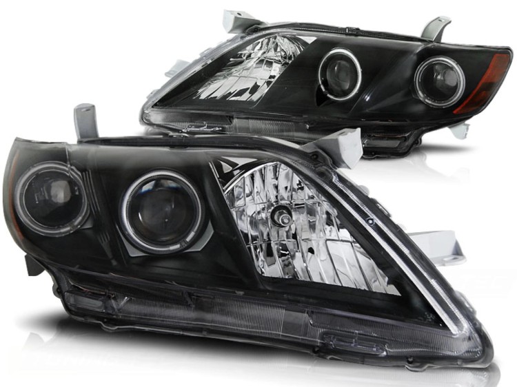 LAMPY PRZEDNIE REFLEKTORY TOYOTA CAMRY 6 XV40 06-09 ANGEL EYES BLACK