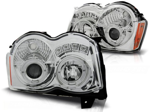 LAMPY PRZEDNIE REFLEKTORY JEEP GRAND CHEROKEE 08-10 ANGEL EYES CHROME