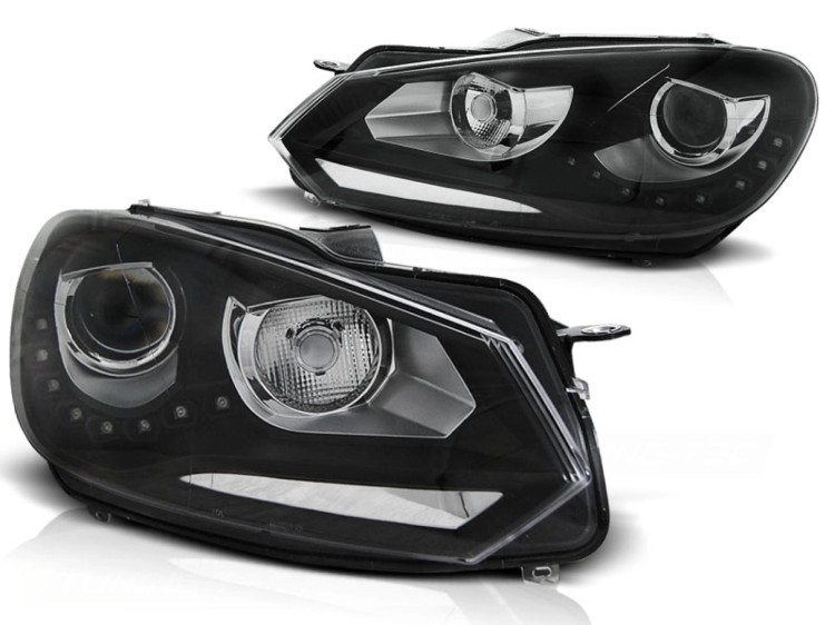 LAMPY PRZEDNIE REFLEKTORY BLACK VW GOLF 6 10.08-12 LED