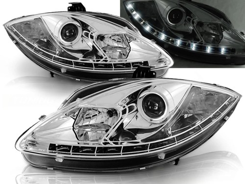 LAMPY PRZEDNIE REFLEKTORY CHROME SEAT LEON ALTEA TOLEDO 05-09 LED