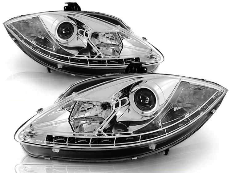 LAMPY PRZEDNIE REFLEKTORY CHROME SEAT LEON ALTEA TOLEDO 05-09 LED