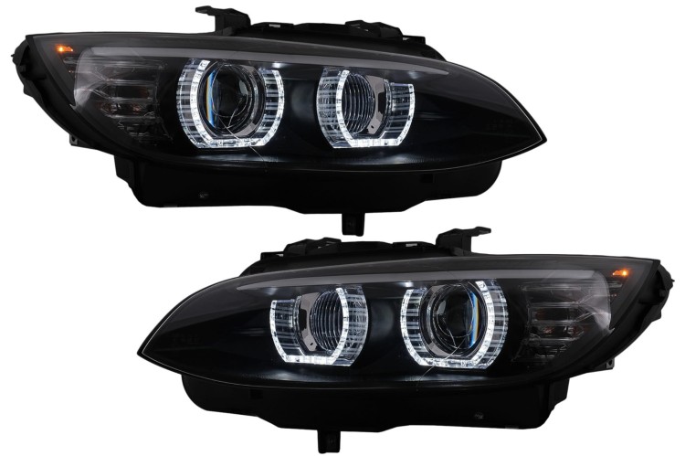 REFLEKTORY XENON 3D LED ANGEL EYES BMW 3 SERII E92 E93 06-10 U-TYPE BLACK