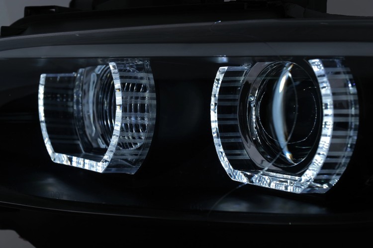 REFLEKTORY XENON 3D LED ANGEL EYES BMW 3 SERII E92 E93 06-10 U-TYPE BLACK