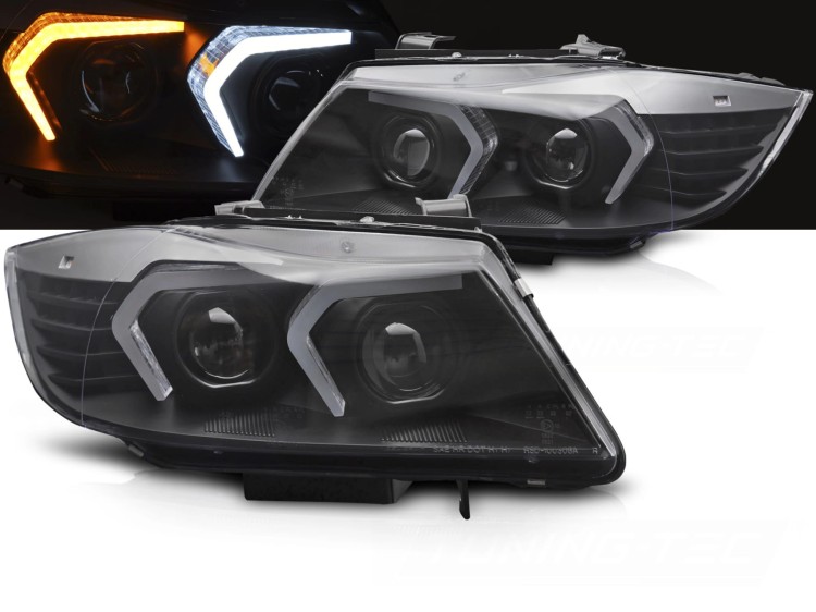 LAMPY PRZEDNIE REFLEKTORY XENON LED BLACK BMW 3 SERII E90/E91 LCI 09-11