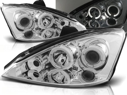 LAMPY PRZEDNIE REFLEKTORY FORD FOCUS 11.01-10.04 ANGEL EYES CHROME