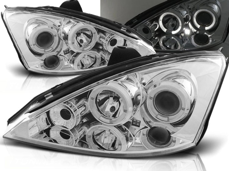 LAMPY PRZEDNIE REFLEKTORY FORD FOCUS 11.01-10.04 ANGEL EYES CHROME