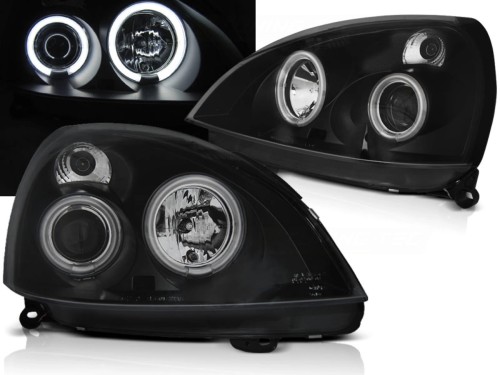 LAMPY PRZEDNIE REFLEKTORY RENAULT CLIO II 01-05 ANGEL EYES CCFL BLACK