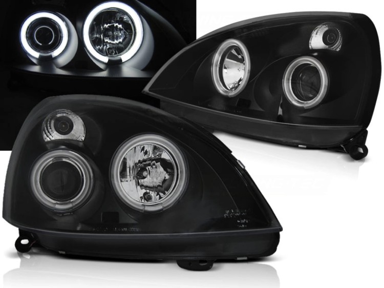 LAMPY PRZEDNIE REFLEKTORY RENAULT CLIO II 01-05 ANGEL EYES CCFL BLACK