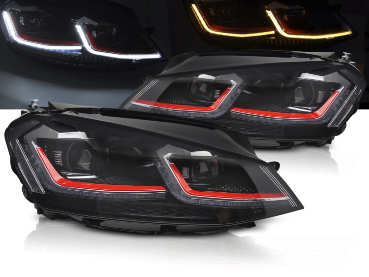 LAMPY PRZEDNIE RED LED SEQ DRL VW GOLF VII 13-17