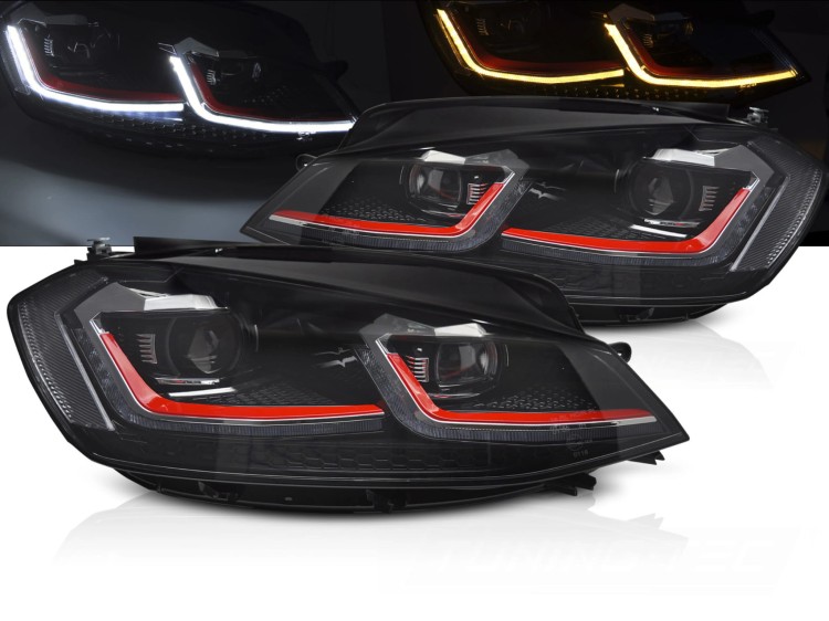 LAMPY PRZEDNIE RED LED SEQ DRL VW GOLF VII 17-19