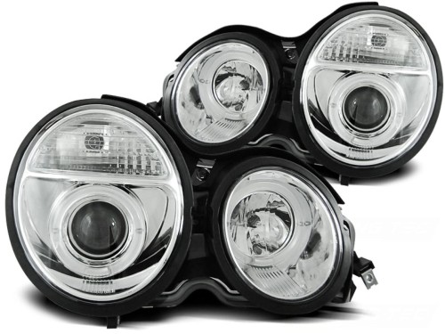 LAMPY PRZEDNIE REFLEKTORY ANGEL EYES CHROME MERCEDES W210 E-KLASA 95-99